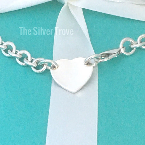 15" Please Return To Tiffany & Co Center Heart Tag Silver Choker Necklace - 0