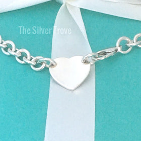 15.5" Please Return To Tiffany & Co Center Heart Tag Silver Choker Necklace - 0