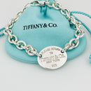 8.5" Return To Tiffany Oval Tag Charm Bracelet Mens Unisex in Sterling Silver-1