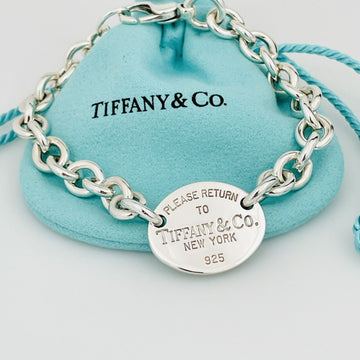 8.5" Return To Tiffany Oval Tag Charm Bracelet Mens Unisex in Sterling Silver