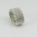 Size 5 Tiffany & Co Somerset Mesh Weave Flexible Ring in Sterling Silver - 2