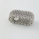 Size 7.5 Tiffany & Co Somerset Sterling Silver Ring Mesh Weave Flexible Unisex-1