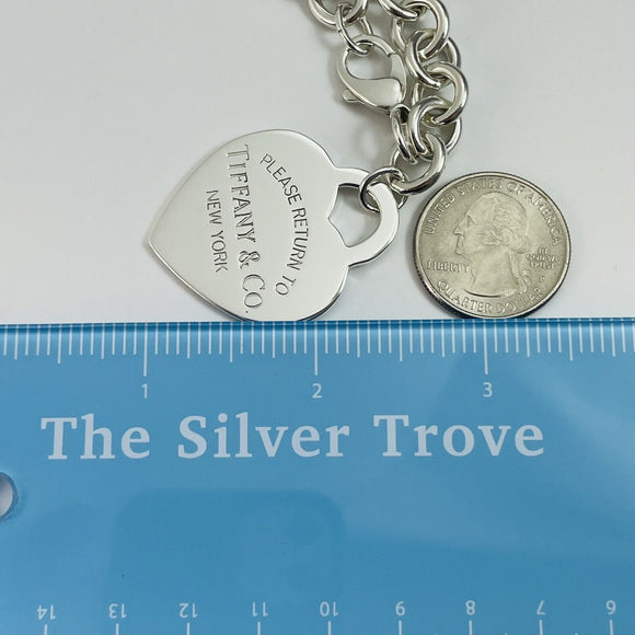 Please Return to Tiffany Jumbo Heart Tag Bracelet Extra Large Charm 7.75"