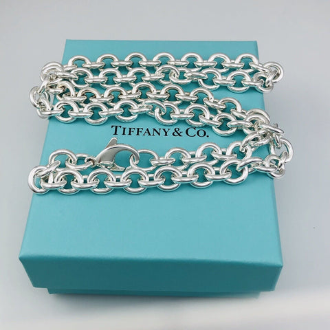 22" Tiffany Round Link Rolo Necklace in Silver - Mens Unisex