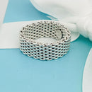 Size 9 Tiffany & Co Somerset Ring in Sterling Silver Mesh Weave Flexible Unisex-3