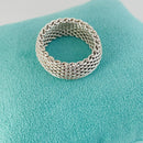 Size 10.5 Tiffany & Co Somerset Ring in Sterling Silver Mesh Weave Flexible Unisex-6