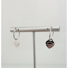 Customized Please Return to Tiffany & Co Small Mini Heart Tag Hoop Earrings - 0