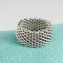Size 4.5 Tiffany & Co Somerset Mesh Weave Flexible Dome Ring in Sterling Silver - 3