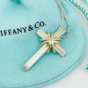 18" Tiffany & Co Cross in Sterling Silver and Yellow Gold Unisex Pendant Necklace - 2