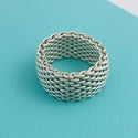 Size 6.5 Tiffany & Co Somerset Ring Mesh Weave Flexible Ring in Sterling Silver - 2