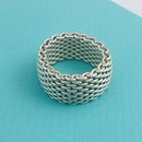 Size 6.5 Tiffany & Co Somerset Ring Mesh Weave Flexible Ring in Sterling Silver-2