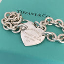 8" Please Return To Tiffany & Co Sterling Silver Center Heart Charm Bracelet-6