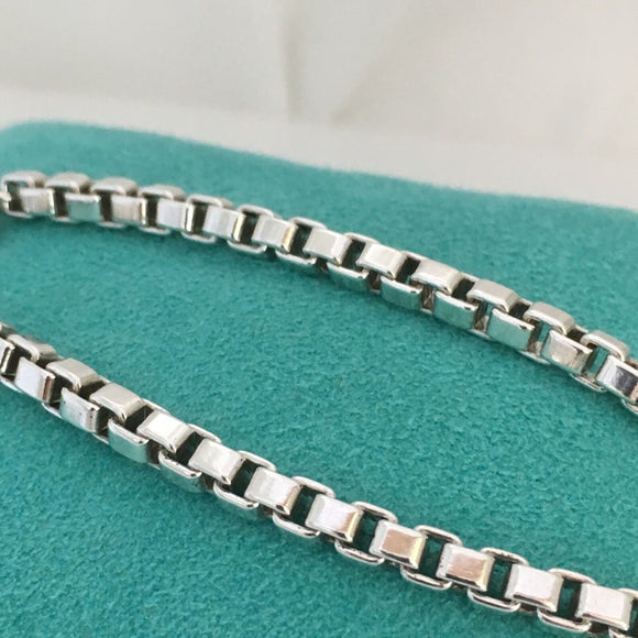 8" Large Tiffany and Co Venetian Box Link Bracelet in Sterling Silver Men's Unisex