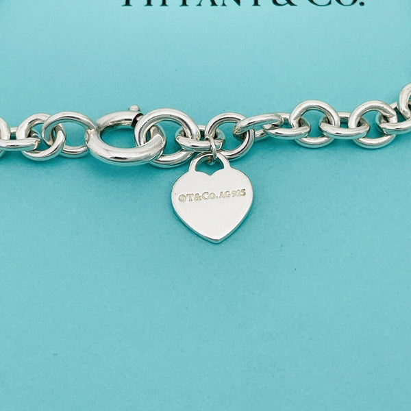 Return to Tiffany & Co Heart Tag Rolo Round Link Charm Bracelet in Silver - 3