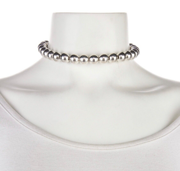 16" Tiffany HardWear Bead Ball Choker Necklace 10mm Beads in Silver