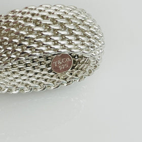 Size 5 Tiffany & Co Somerset Mesh Weave Flexible Dome Ring in Sterling Silver - 0