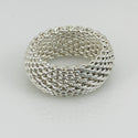 Size 5 Tiffany & Co Somerset Mesh Weave Flexible Dome Ring in Sterling Silver - 4