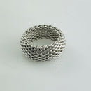 Size 6 Tiffany & Co Somerset Mesh Weave Flexible Dome Ring in Sterling Silver-5