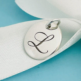 Tiffany & Co Letter L Notes Alphabet Initial Charm Disc Round Pendant