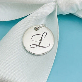 Tiffany & Co Letter L Notes Alphabet Initial Charm Disc Round Pendant - 0