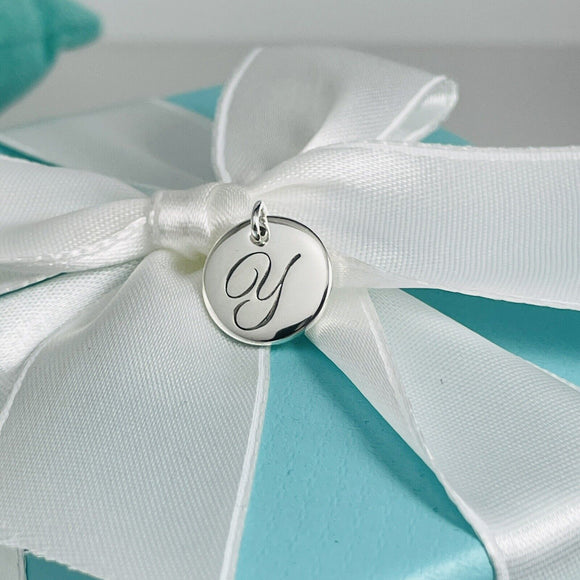 Tiffany Letter Y Notes Alphabet Disc Pendant