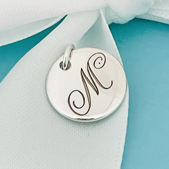 Tiffany Letter M Notes Alphabet Disc Pendant in Silver