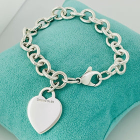 9.5" Extra Large Tiffany & Co Classic Heart Tag Charm Bracelet in Silver - 0