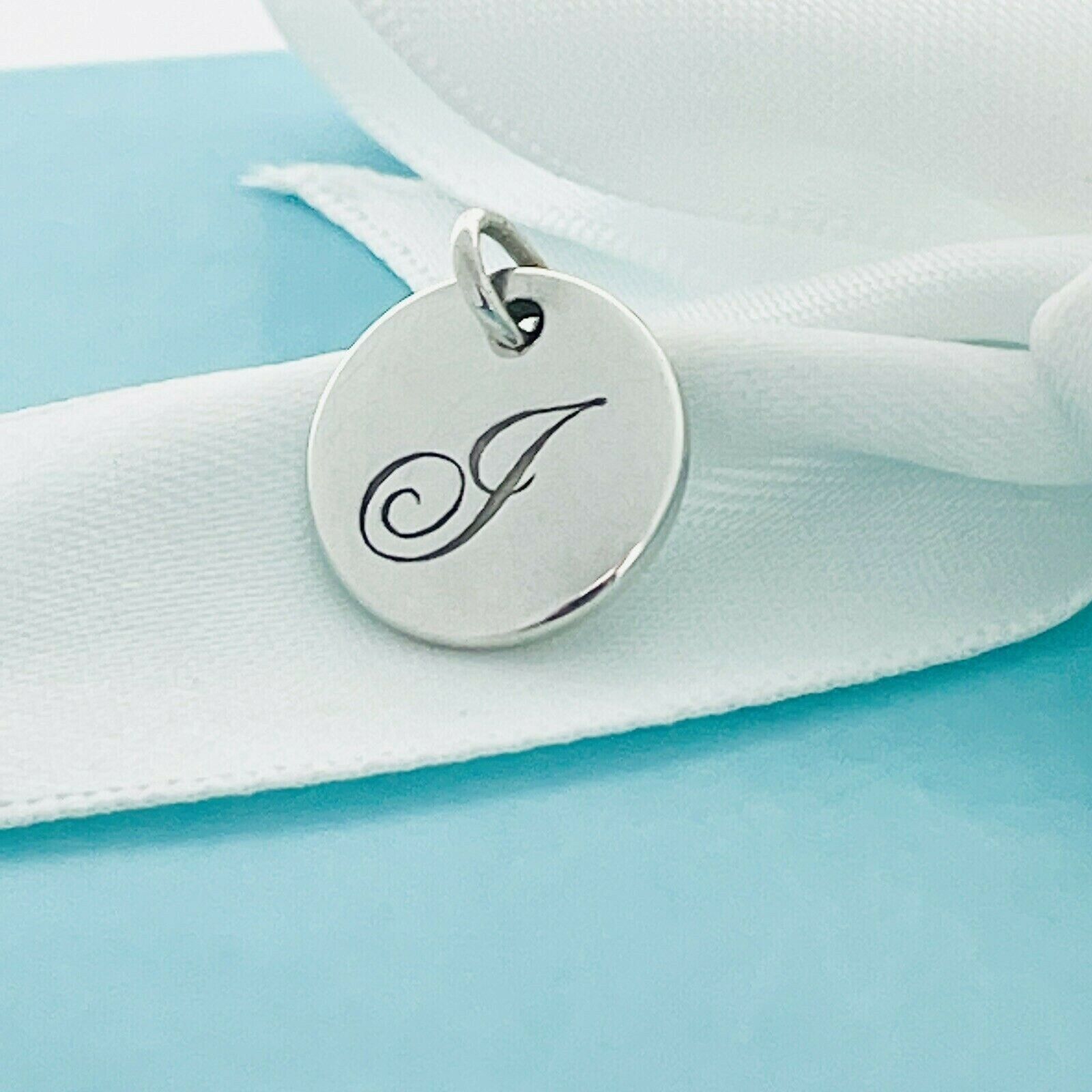 Tiffany Letter J Notes Alphabet Disc Charm in Silver Round