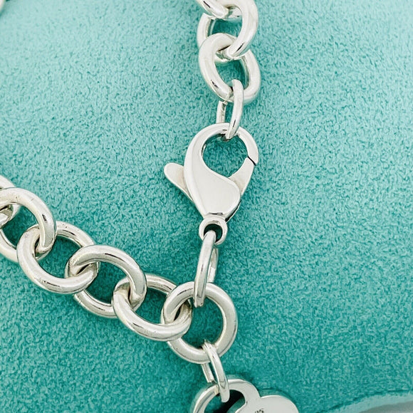 9.5" Extra Large Tiffany & Co Classic Heart Tag Charm Bracelet in Silver