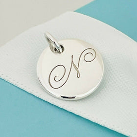 Tiffany & Co. Letter N Notes Round Alphabet Disc Pendant