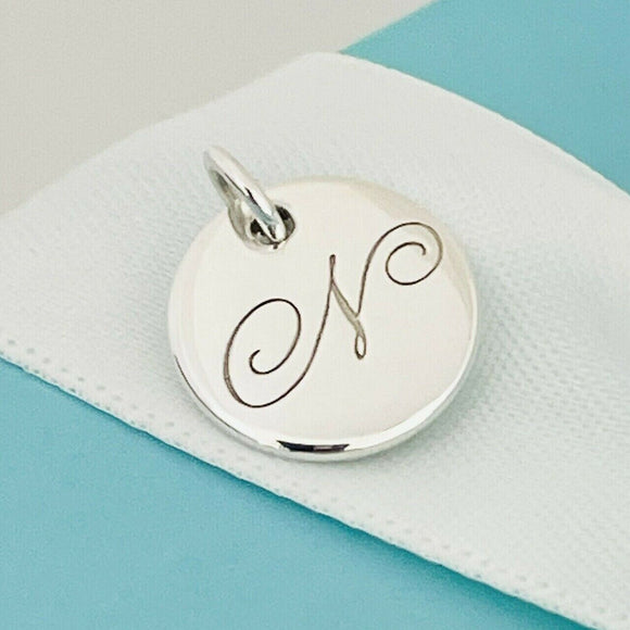 Tiffany & Co. Letter N Notes Round Alphabet Disc Pendant