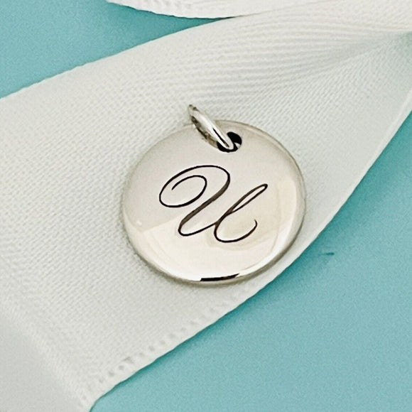 Tiffany Letter U Notes Alphabet Disc Pendant