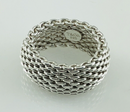 Size 6 Tiffany & Co Somerset Mesh Weave Flexible Dome Ring in Sterling Silver-1