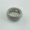 Size 6 Tiffany & Co Somerset Mesh Weave Flexible Dome Ring in Sterling Silver-2
