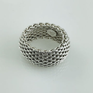Size 6 Tiffany & Co Somerset Mesh Weave Flexible Dome Ring in Sterling Silver - 0