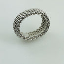 Size 6 Tiffany & Co Somerset Mesh Weave Flexible Dome Ring in Sterling Silver-3